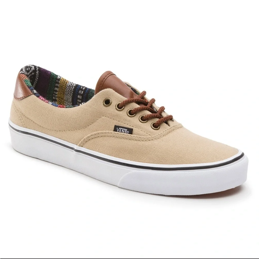 Vans Tan Canvas Sneakers with Brown Accents